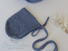 'Diamond Valley' Textured Bonnet & Long Wrap Set - Newborn - Dusty Blue