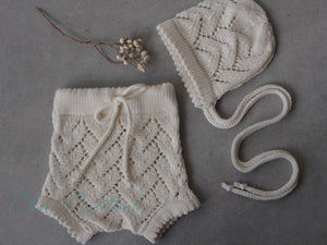 'Thora' Vintage Style Lace Bloomers - Parchment - Newborn
