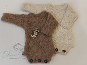 'Bellingen' Vintage Knit Alpaca Long Sleeve Romper - All colours - Newborn