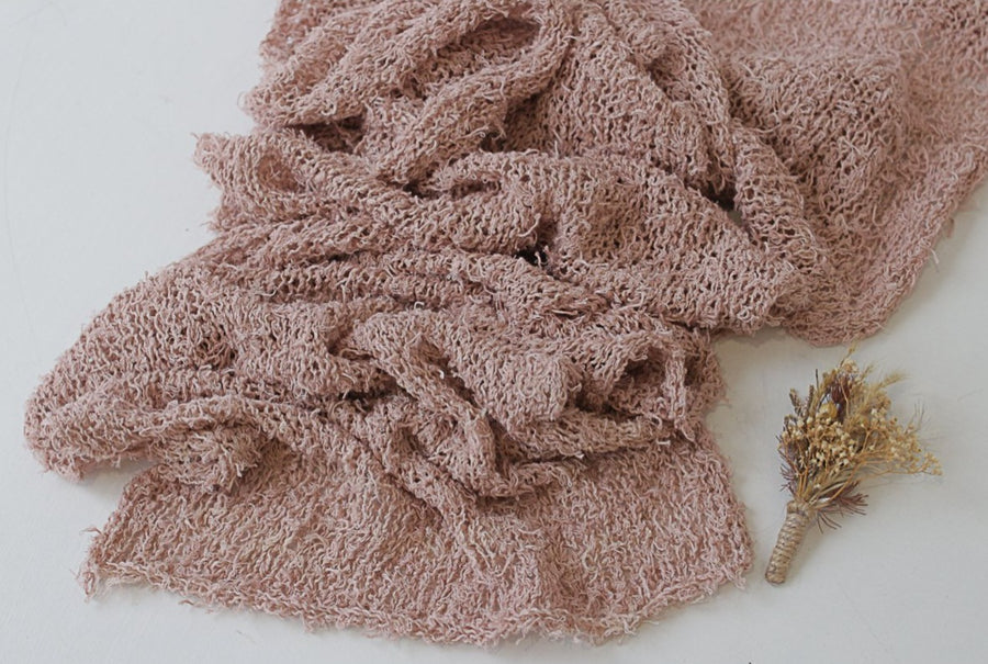 Dusty Pink - Shabby Knit Cotton Wrap - Textured Wrap Only